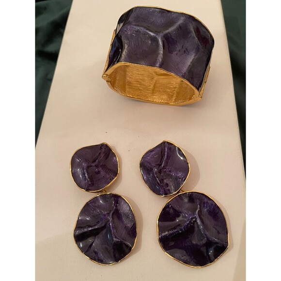 RARE: Yves Saint Laurent YSL Vintage Enamel Bracelet and matching earrings - Picture 1 of 13
